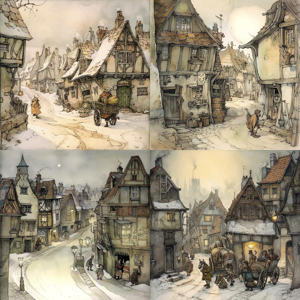 Anton Pieck style, Midjourney V5, render 1 of 4