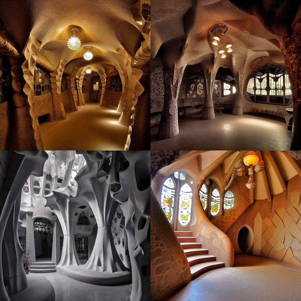 Antoni Gaudi style, Midjourney V5, render 1 of 4