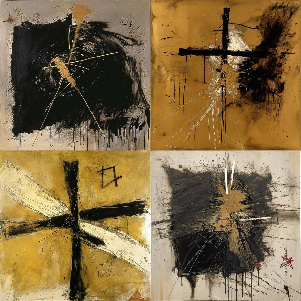 Antoni Tapies style, Midjourney V5, render 1 of 4