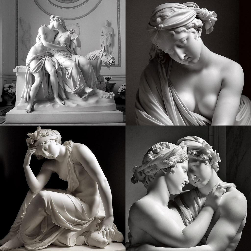 Antonio Canova style, Midjourney V5, render 1 of 4