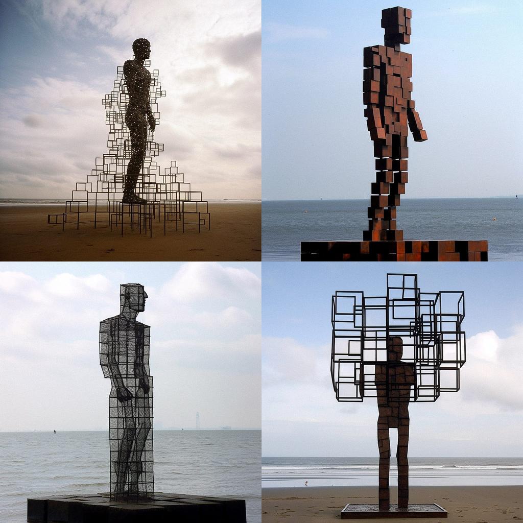 Antony Gormley style, Midjourney V5, render 1 of 4