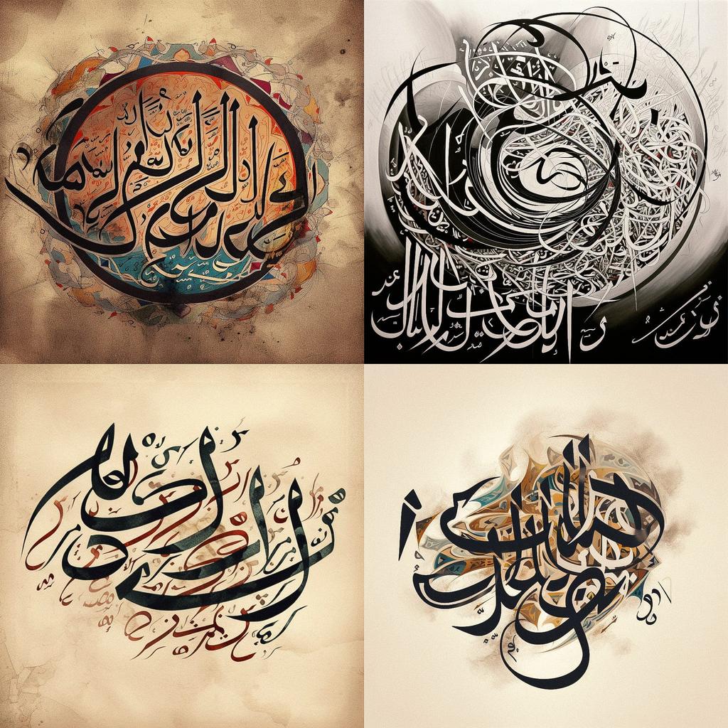 Arabic calligraphy style, Midjourney V5, render 1 of 4