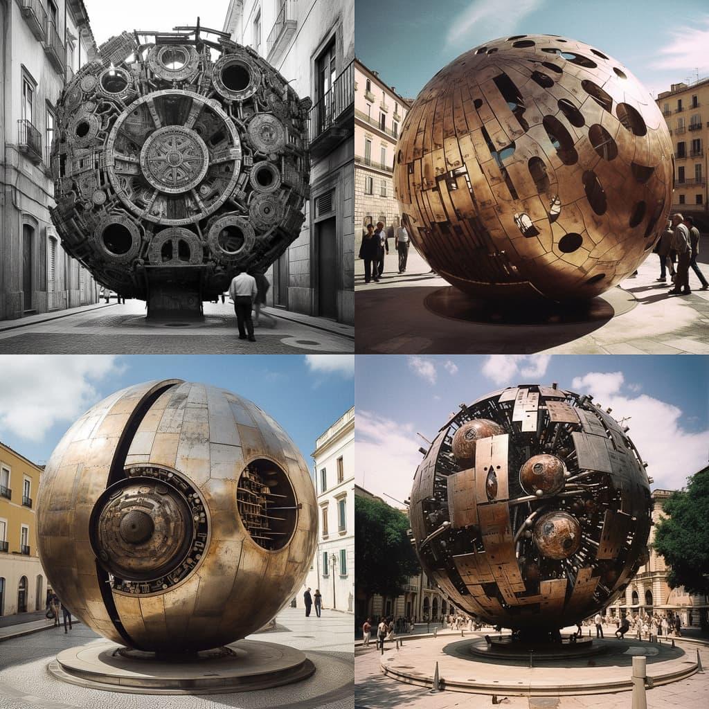 Arnaldo Pomodoro style, Midjourney V5, render 1 of 4