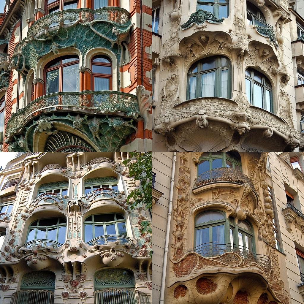 Art Nouveau architecture style, Midjourney V5, render 1 of 4
