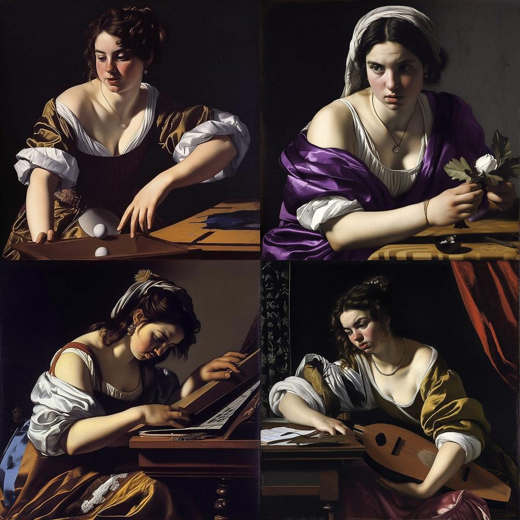 Artemisia Gentileschi style, Midjourney V5, render 1 of 4