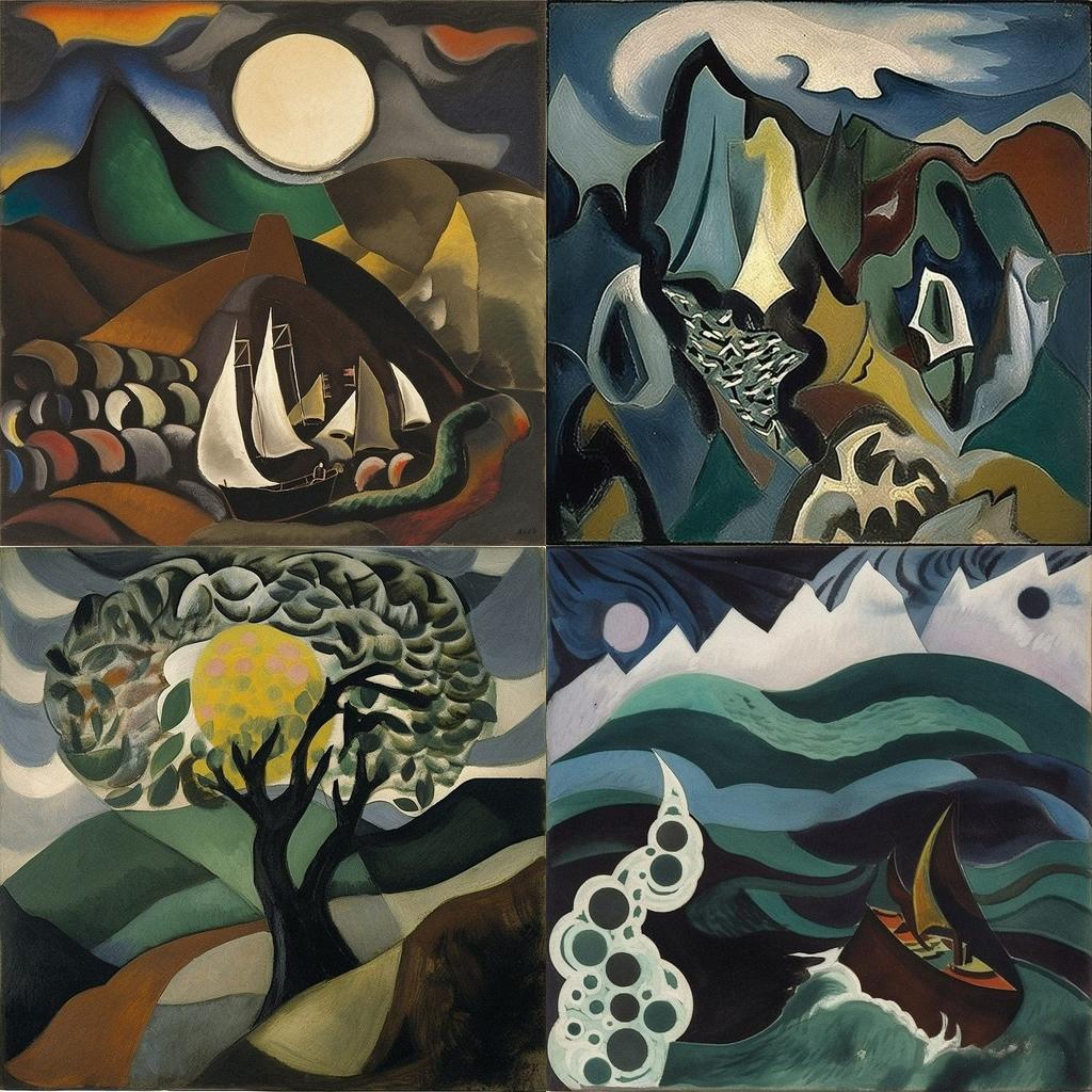 Arthur Dove style, Midjourney V5, render 1 of 4