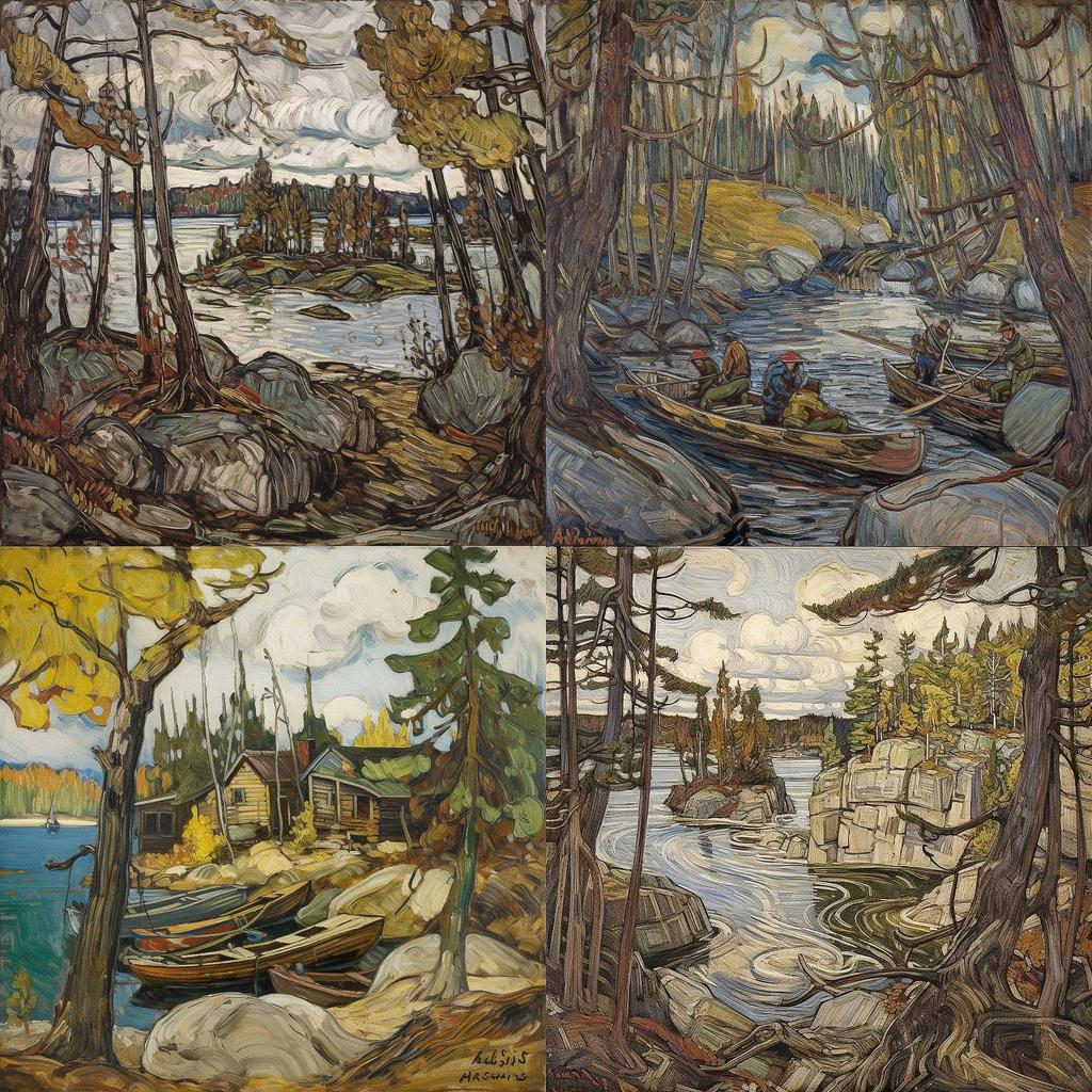 Arthur Lismer style, Midjourney V5, render 1 of 4