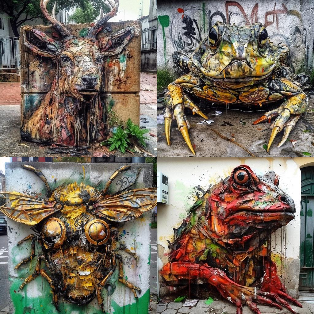Artur Bordalo style, Midjourney V5, render 1 of 4