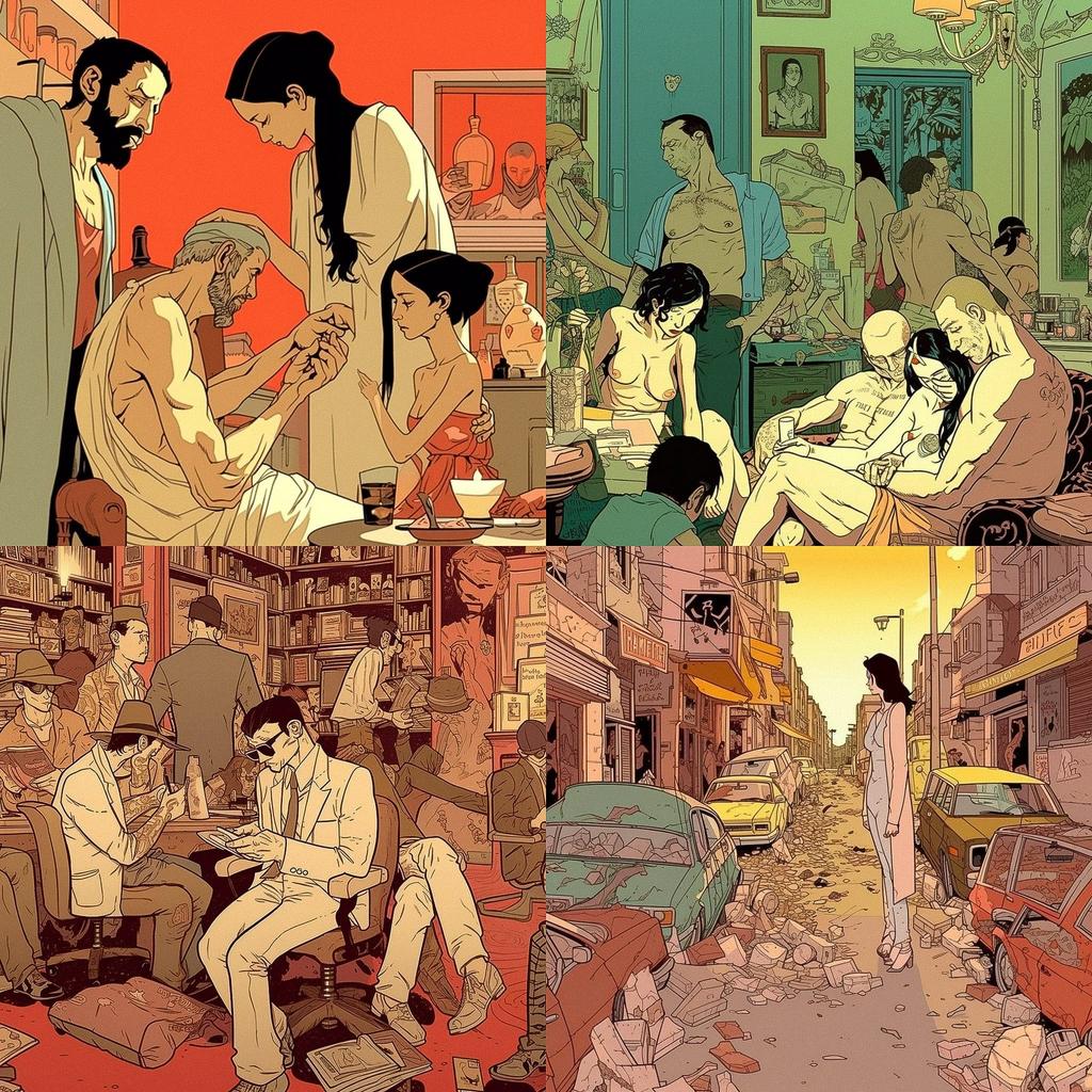 Asaf Hanuka style, Midjourney V5, render 1 of 4