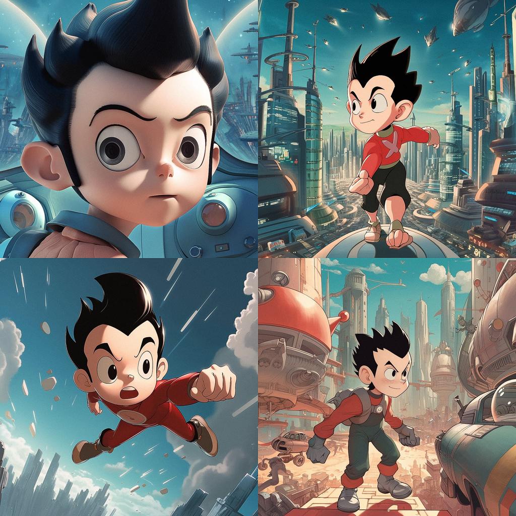 Astro Boy style, Midjourney V5, render 1 of 4