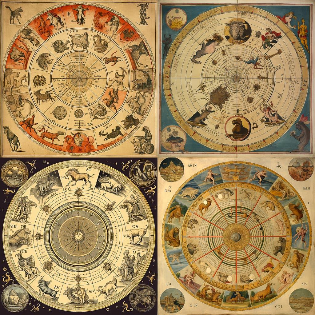 Astrological chart style, Midjourney V5, render 1 of 4