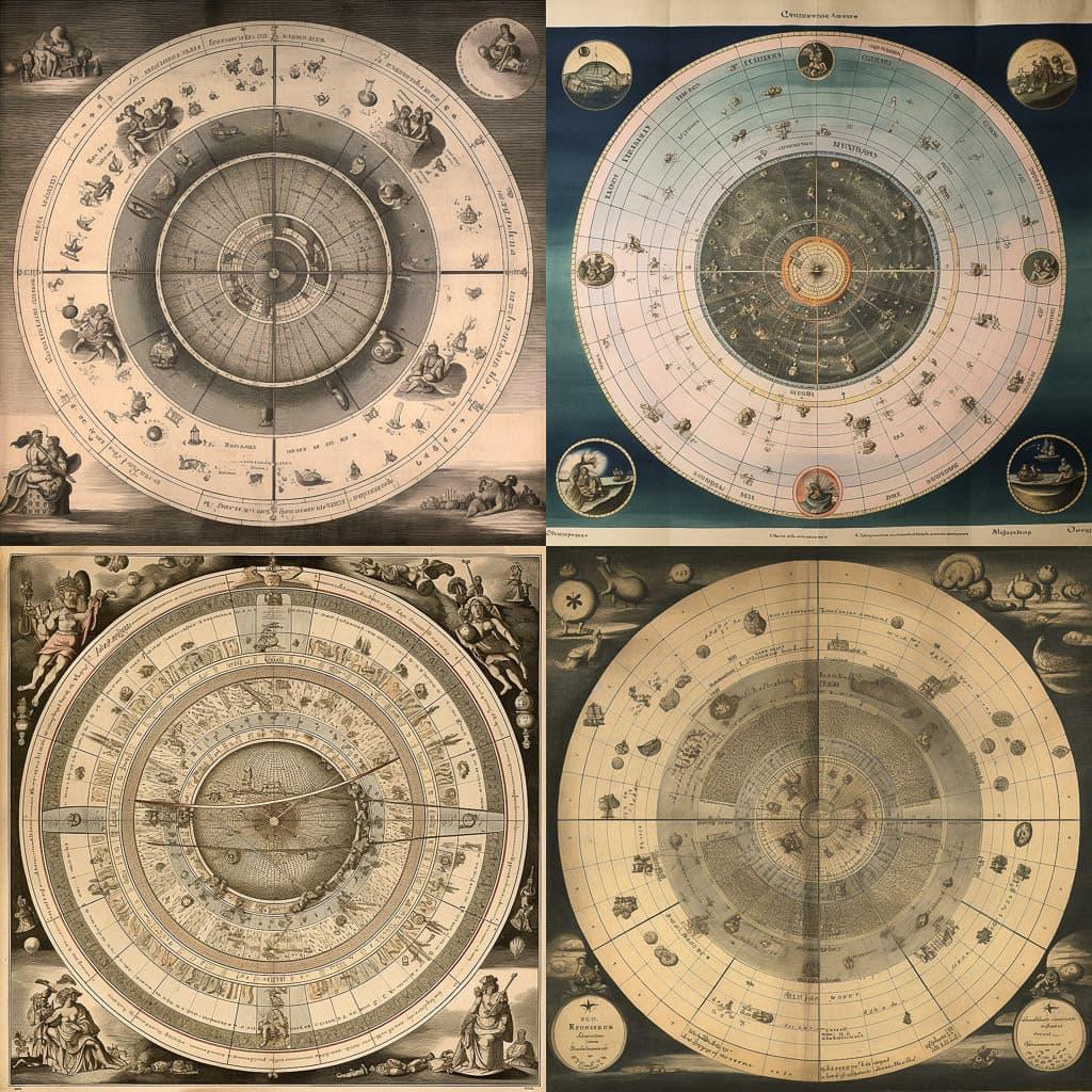 Astronomical chart style, Midjourney V5, render 1 of 4