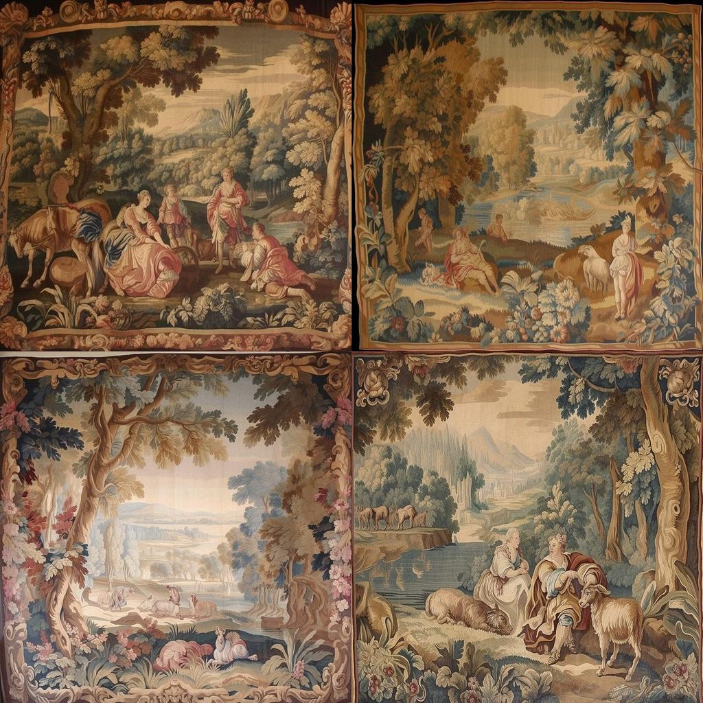 Aubusson tapestry style, Midjourney V5, render 1 of 4