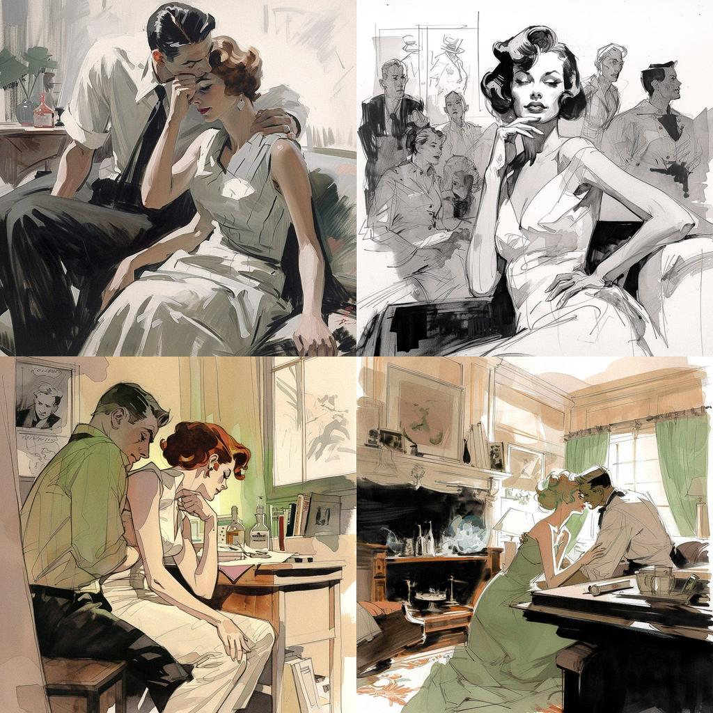 Austin Briggs style, Midjourney V5, render 1 of 4