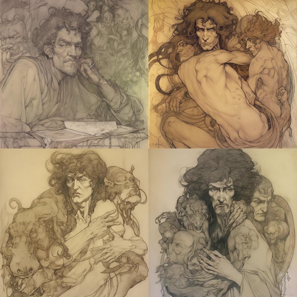 Austin Osman Spare style, Midjourney V5, render 1 of 4