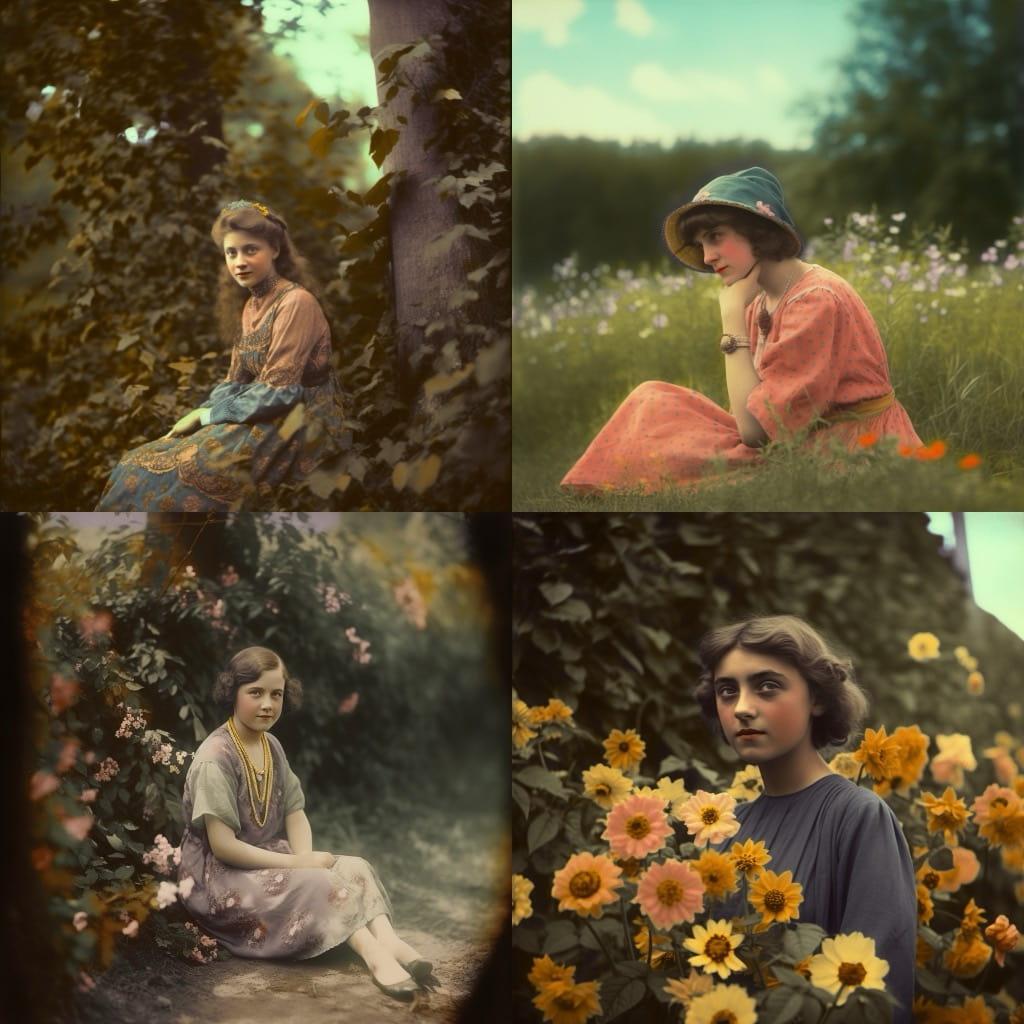 Autochrome print style, Midjourney V5, render 1 of 4