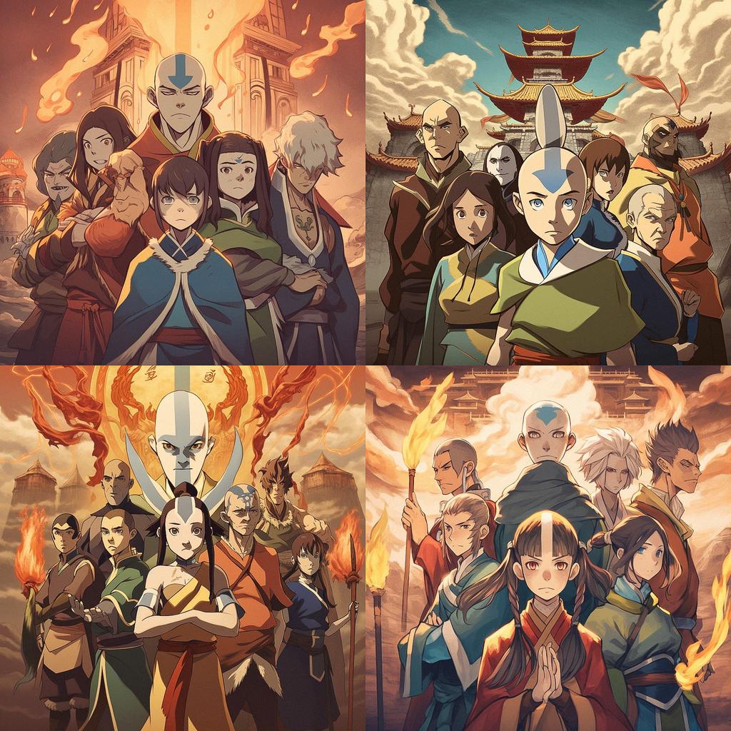 Avatar the Last Airbender style, Midjourney V5, render 1 of 4