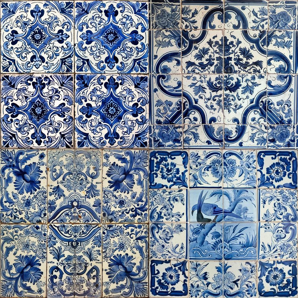 Azulejo style, Midjourney V5, render 1 of 4