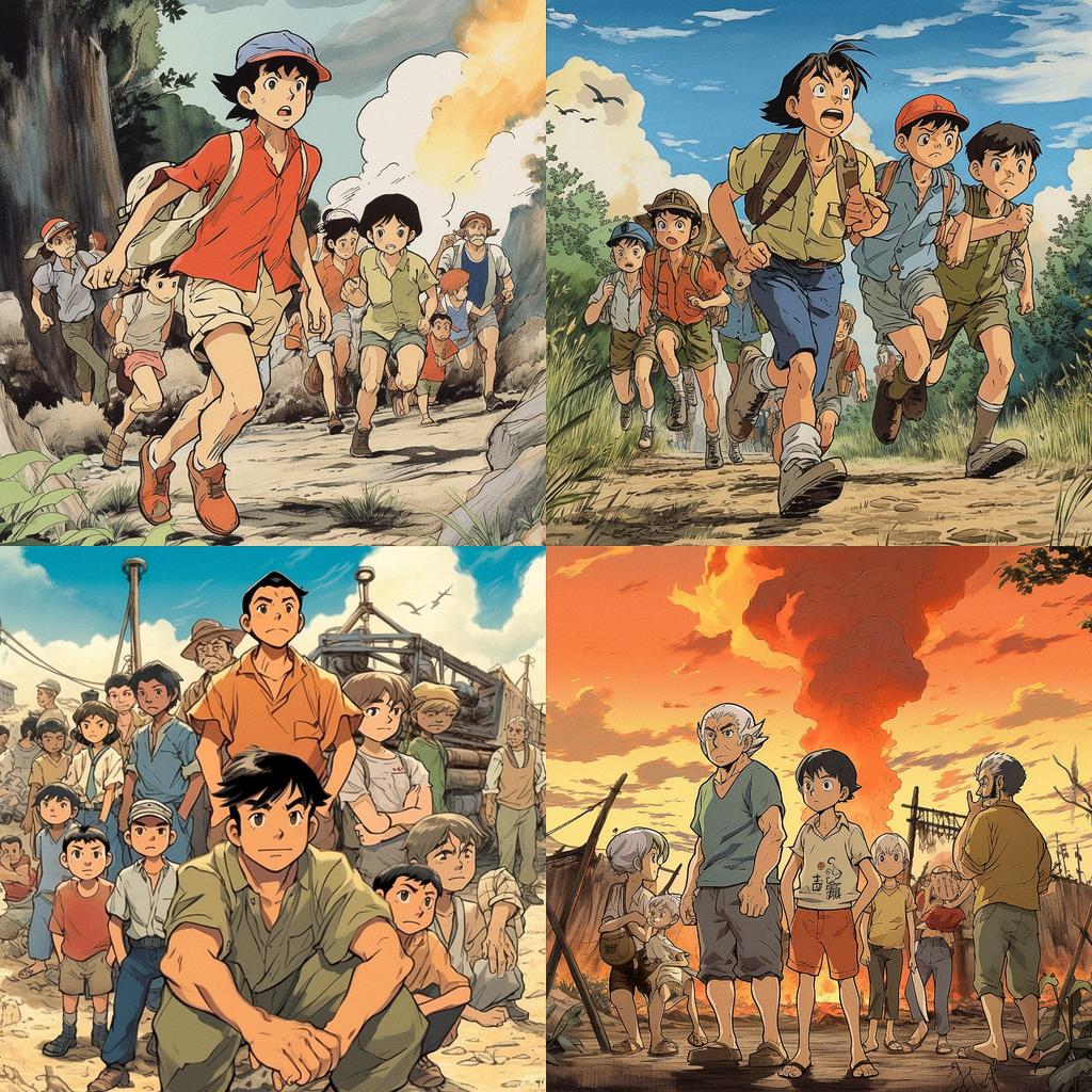 Barefoot Gen style, Midjourney V5, render 1 of 4