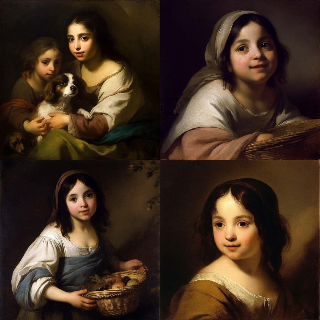 Bartolome Esteban Murillo style, Midjourney V5, render 1 of 4