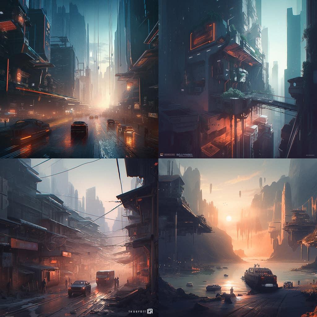 Bastien Grivet style, Midjourney V5, render 1 of 4