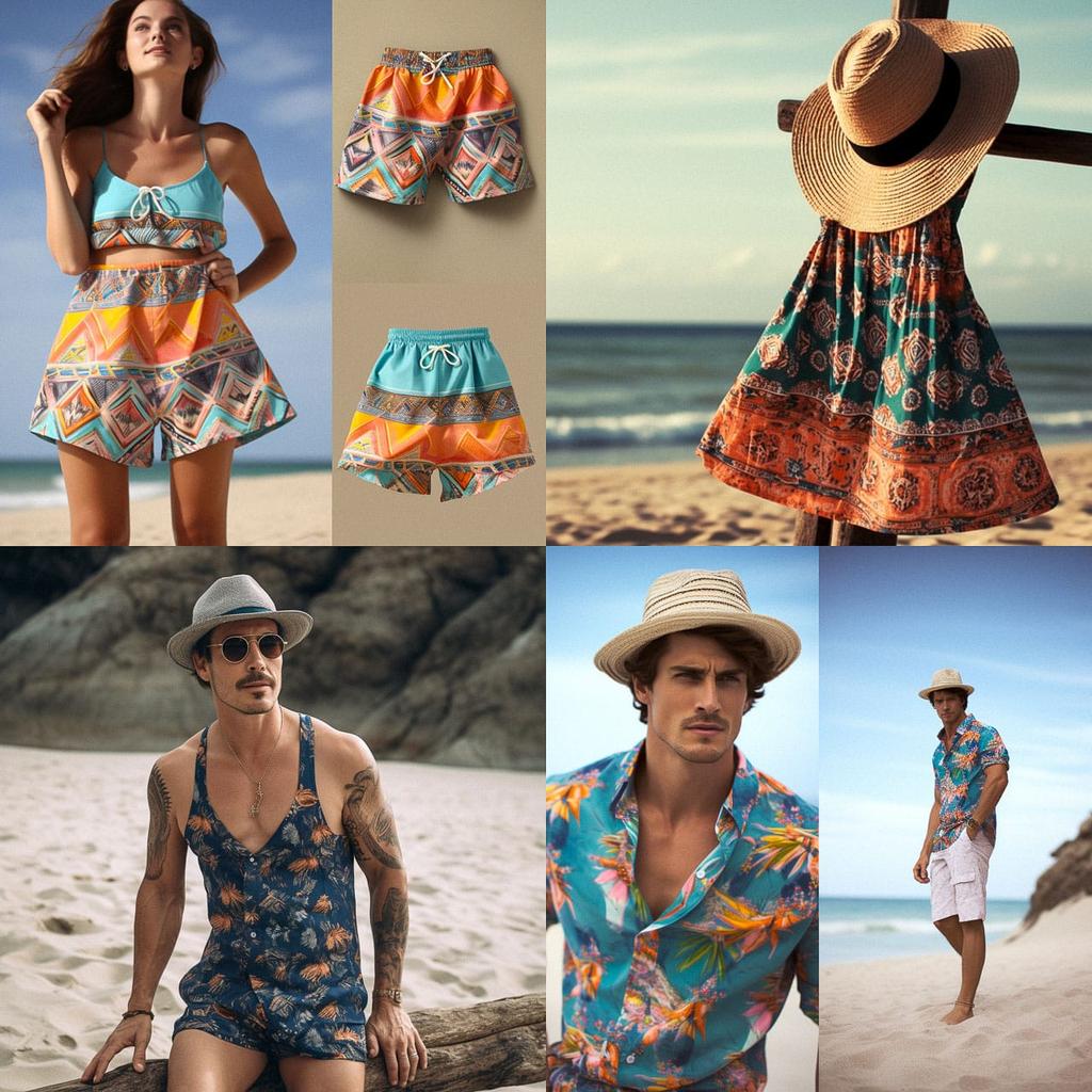 Beachwear fashion style, Midjourney V5, render 1 of 4