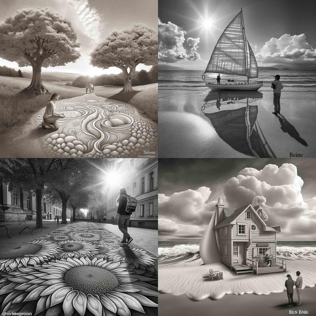 Ben Heine style, Midjourney V5, render 1 of 4