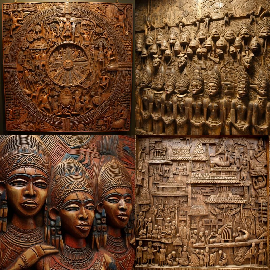 Benin art style, Midjourney V5, render 1 of 4