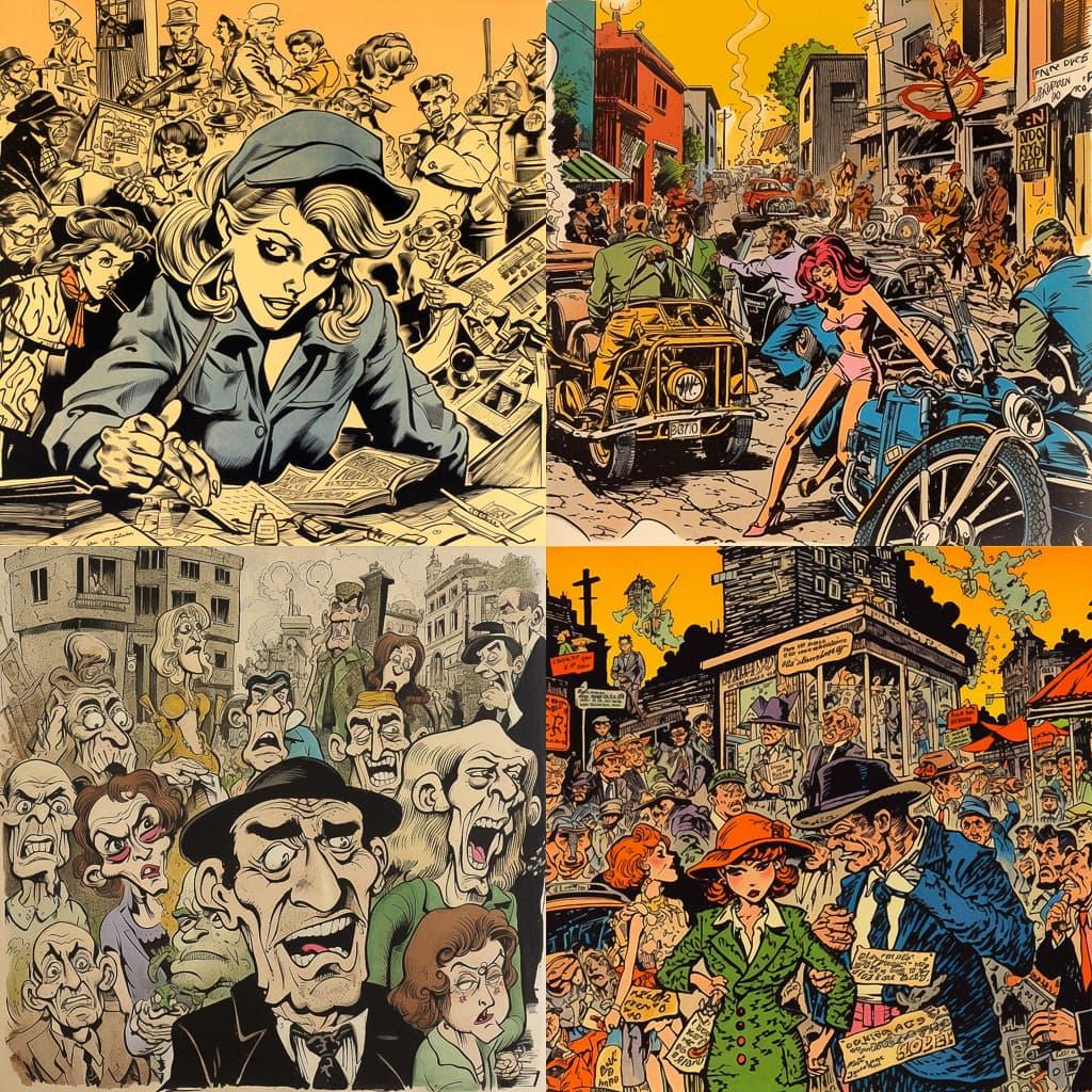 Benito Jacovitti style, Midjourney V5, render 1 of 4