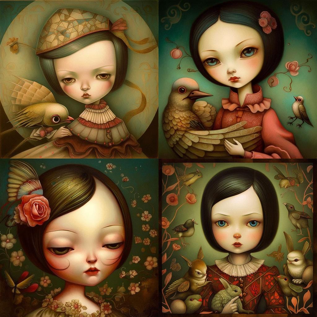 Benjamin Lacombe style, Midjourney V5, render 1 of 4