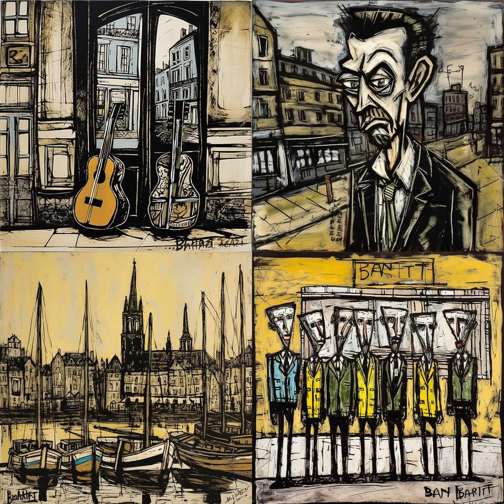 Bernard Buffet style, Midjourney V5, render 1 of 4