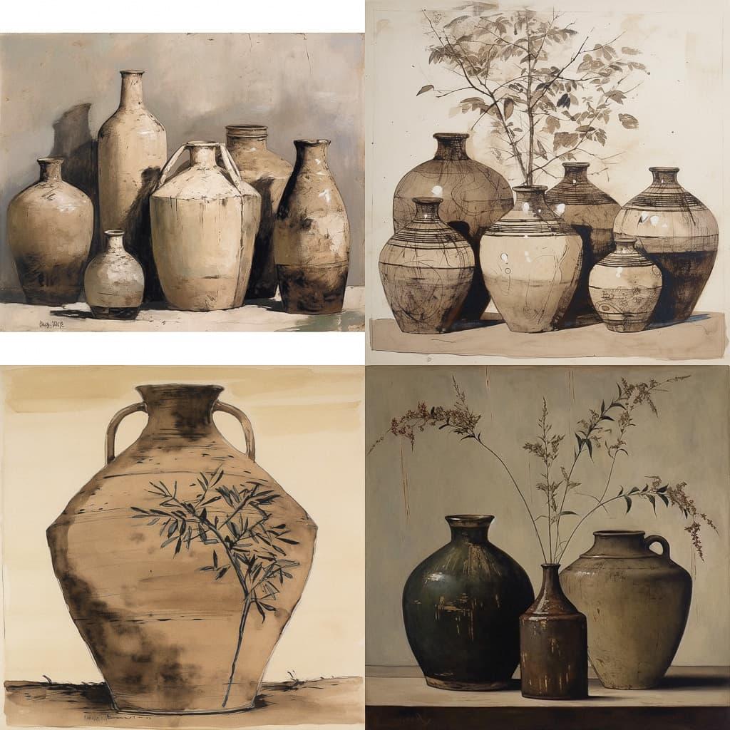 Bernard Leach style, Midjourney V5, render 1 of 4