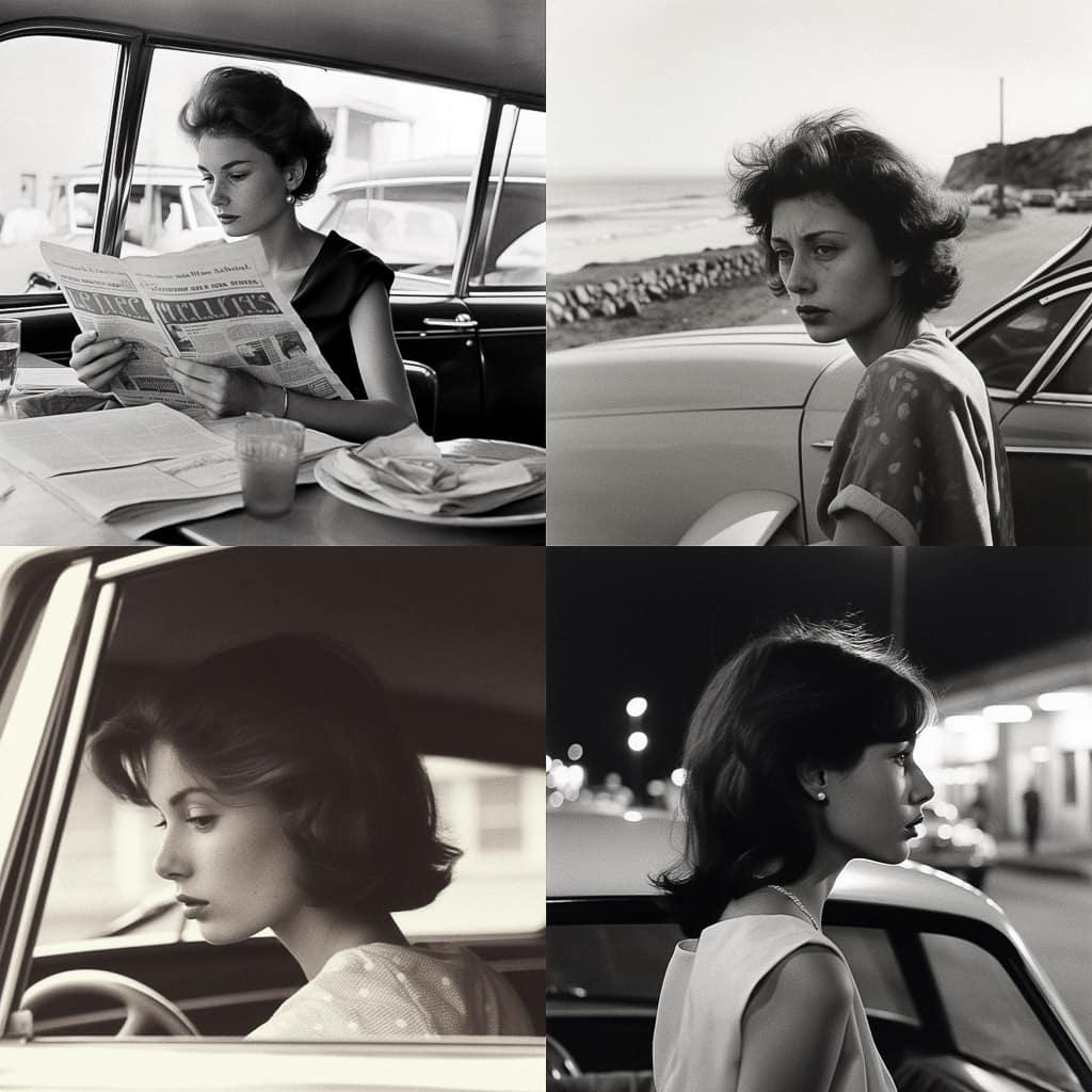 Bernard Plossu style, Midjourney V5, render 1 of 4