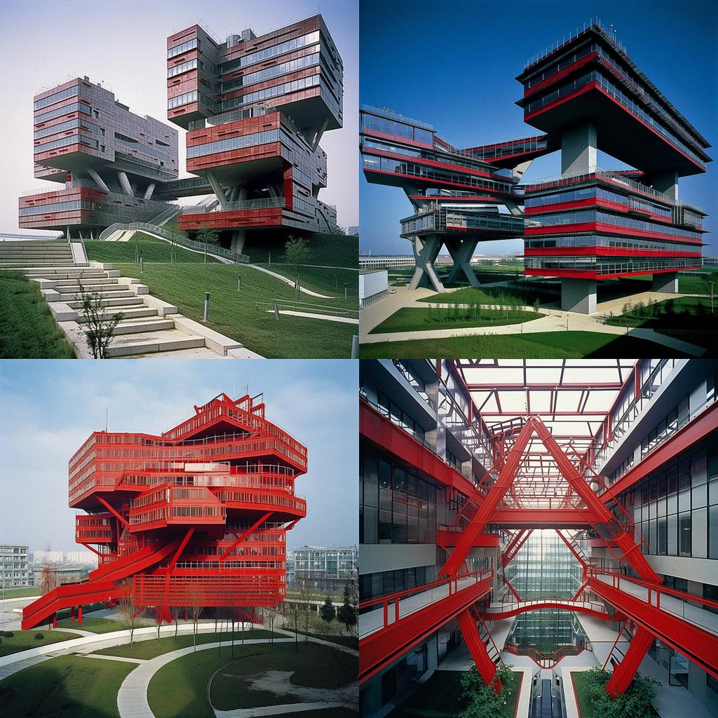 Bernard Tschumi style, Midjourney V5, render 1 of 4