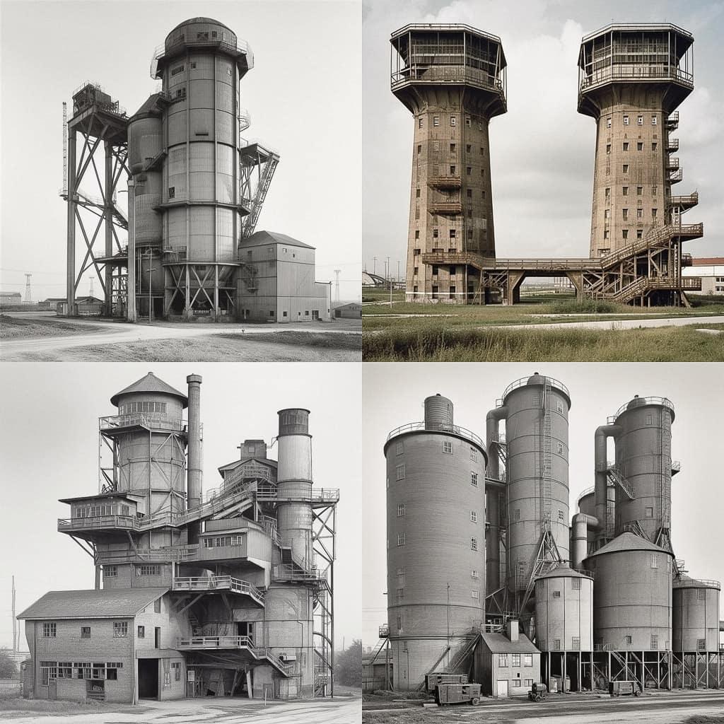 Bernd and Hilla Becher style, Midjourney V5, render 1 of 4