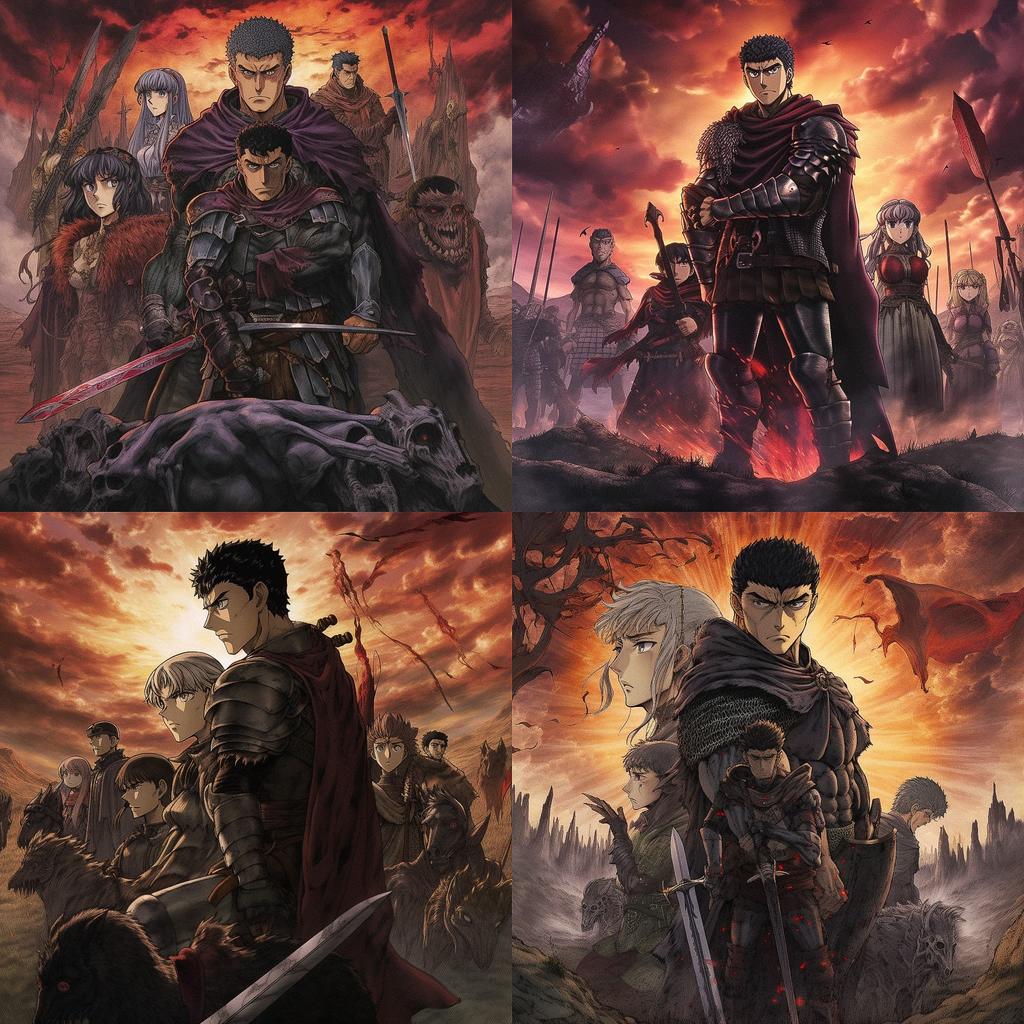 Berserk style, Midjourney V5, render 1 of 4