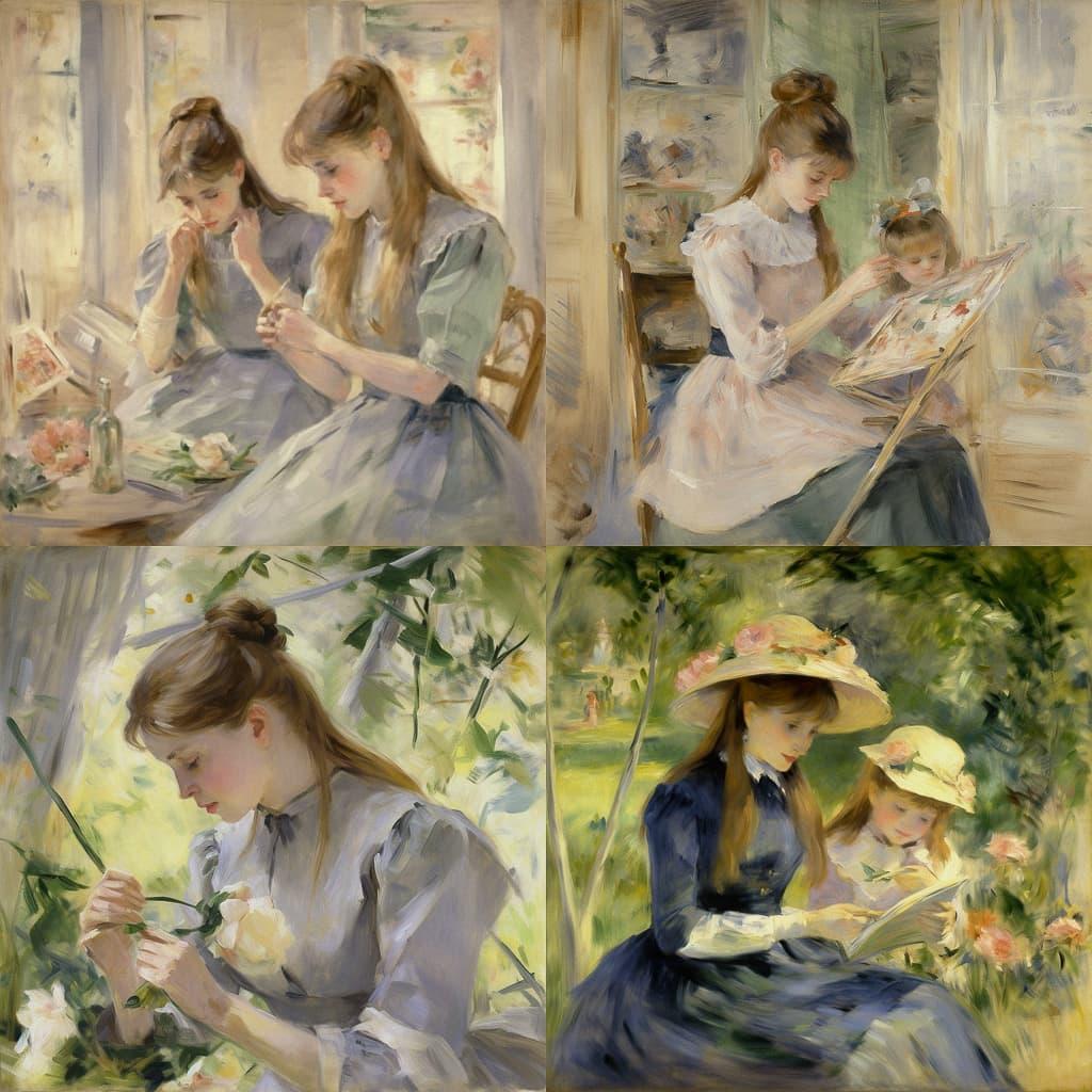 Berthe Morisot style, Midjourney V5, render 1 of 4