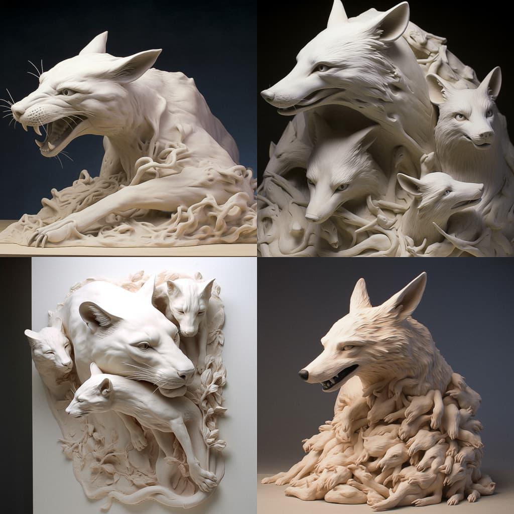 Beth Cavener style, Midjourney V5, render 1 of 4
