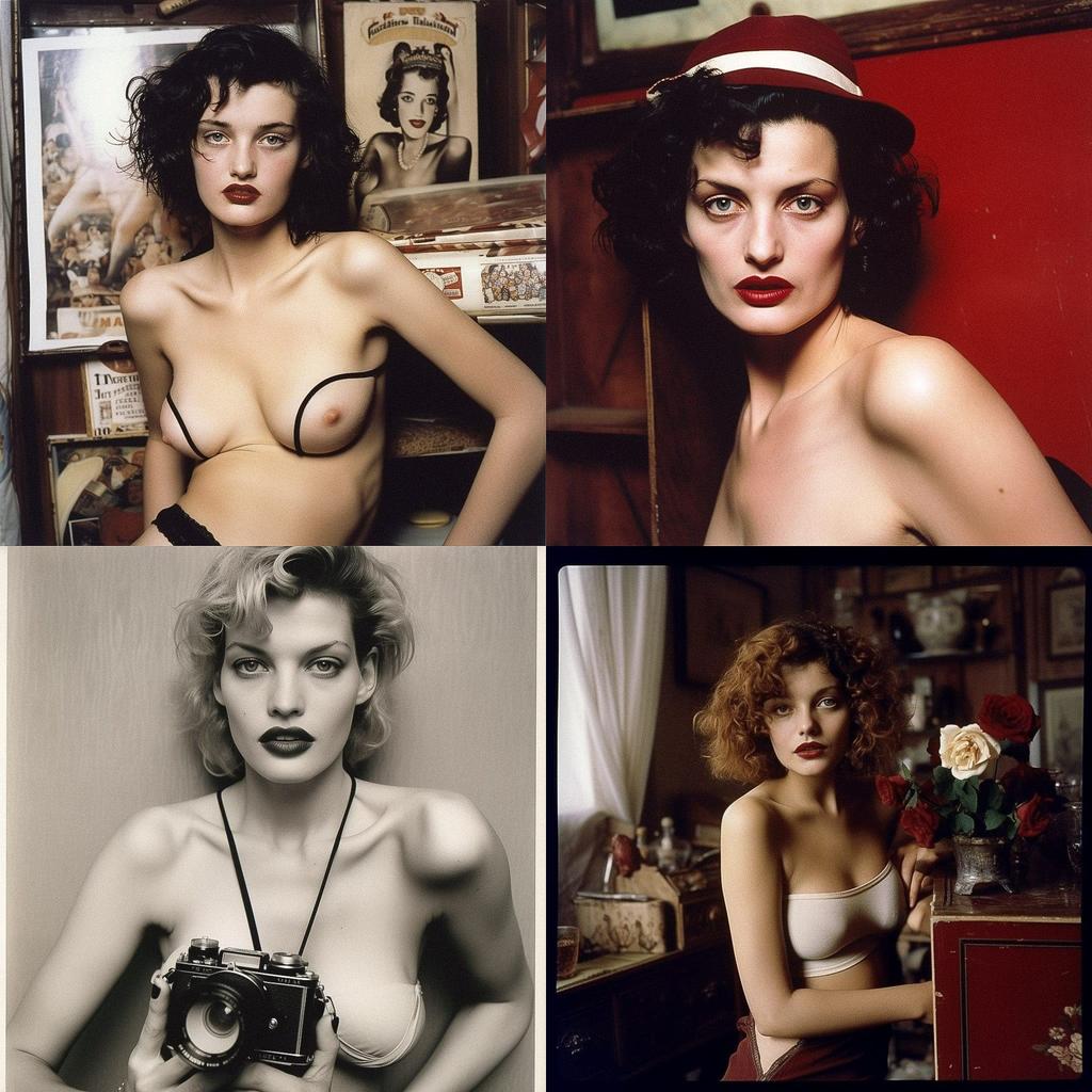 Bettina Rheims style, Midjourney V5, render 1 of 4