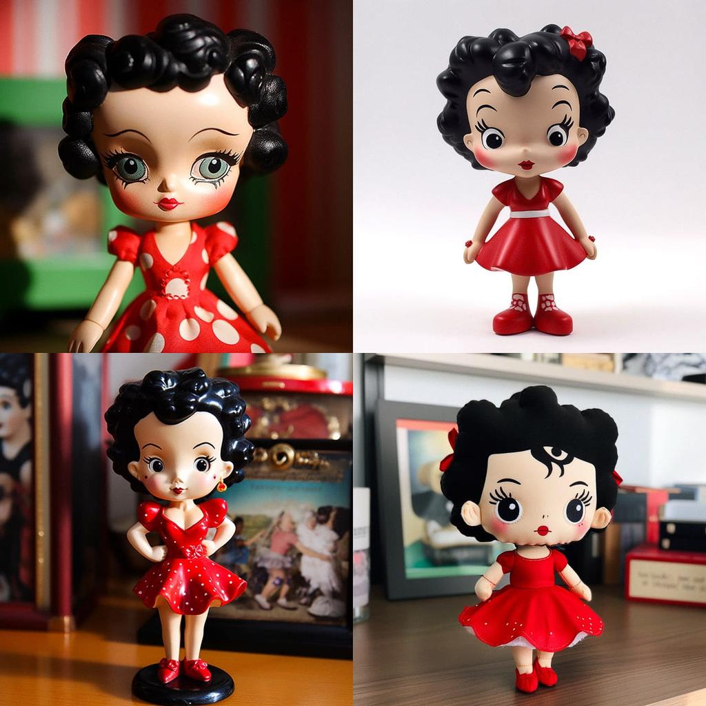 Betty Boop doll style, Midjourney V5, render 1 of 4