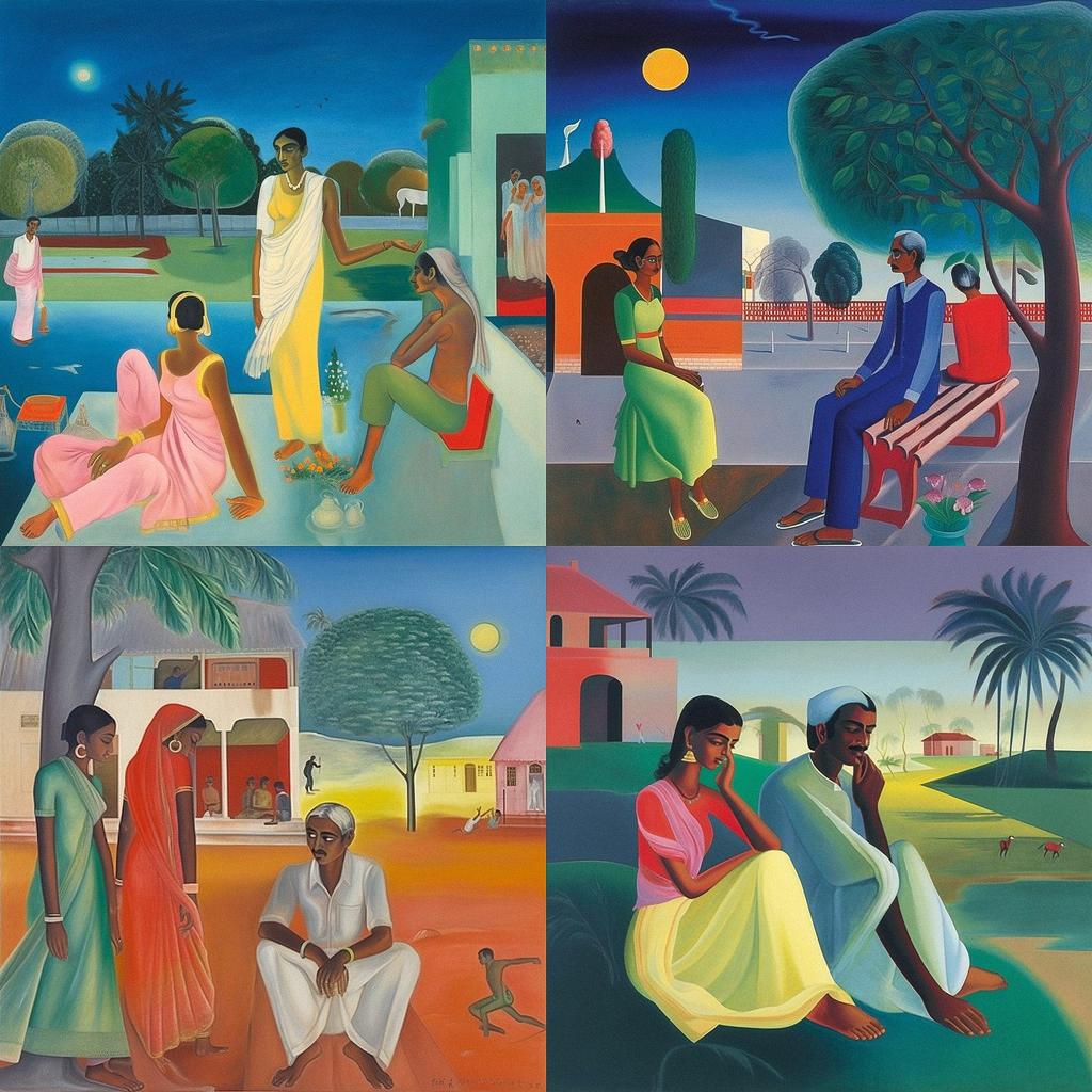 Bhupen Khakhar style, Midjourney V5, render 1 of 4
