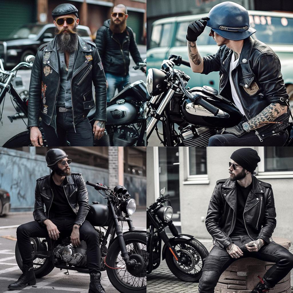 Biker fashion style, Midjourney V5, render 1 of 4