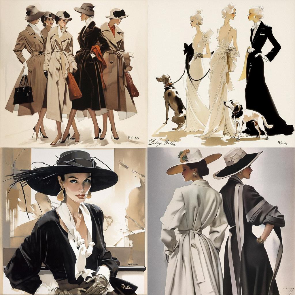 Bill Blass style, Midjourney V5, render 1 of 4
