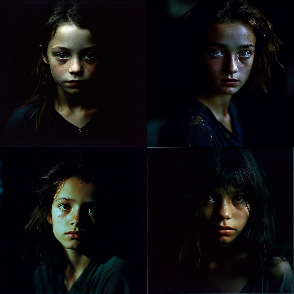 Bill Henson style, Midjourney V5, render 1 of 4