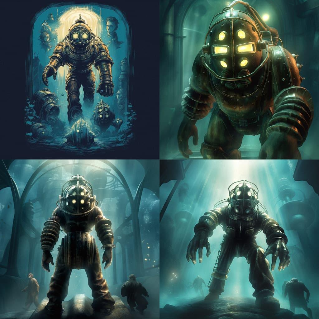 BioShock style, Midjourney V5, render 1 of 4