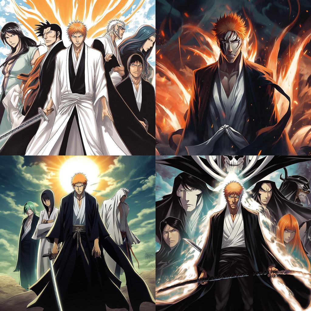 Bleach style, Midjourney V5, render 1 of 4