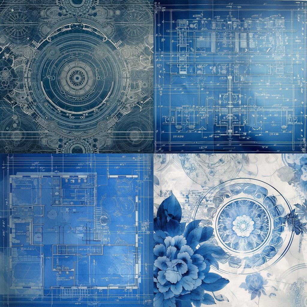 Blueprint style, Midjourney V5, render 1 of 4