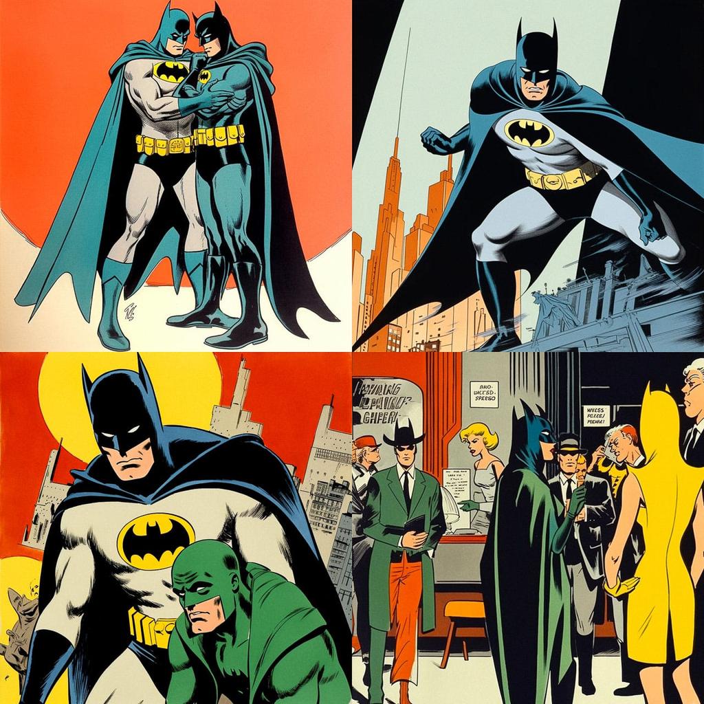 Bob Kane style, Midjourney V5, render 1 of 4