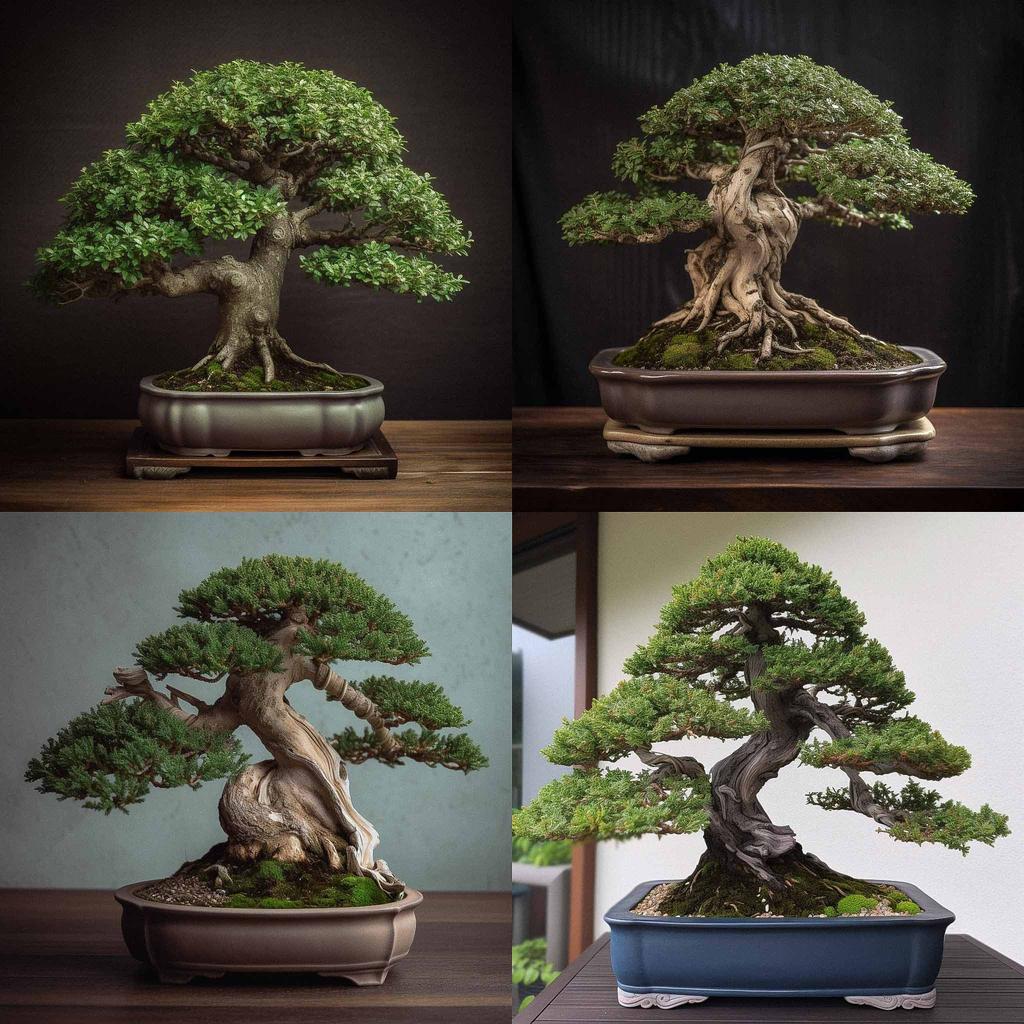 Bonsai style, Midjourney V5, render 1 of 4