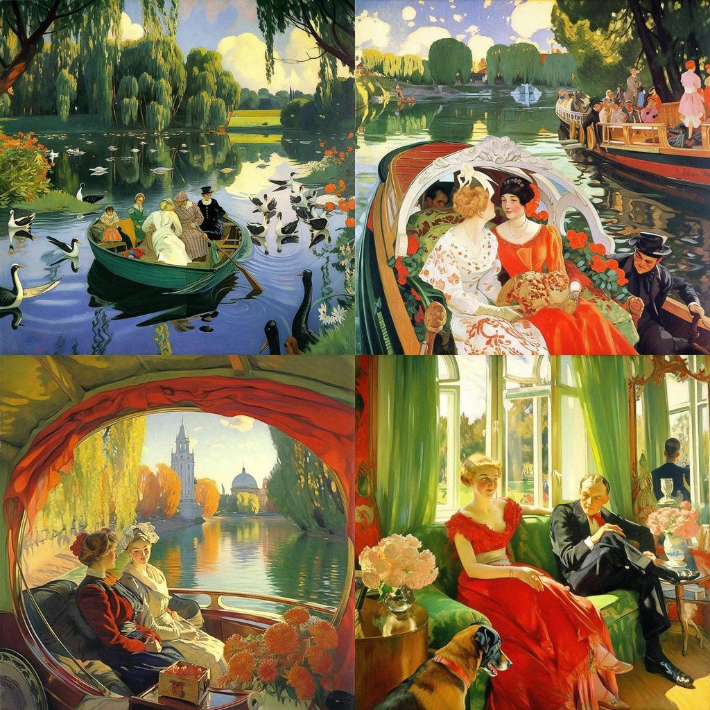 Boris Kustodiev style, Midjourney V5, render 1 of 4